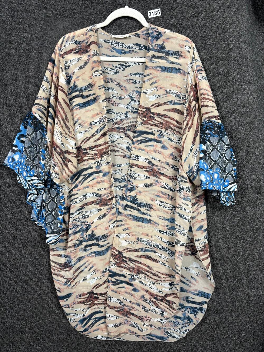 Adora Cardigan Sweater Womens Size M Beige Animal Print V-Neck